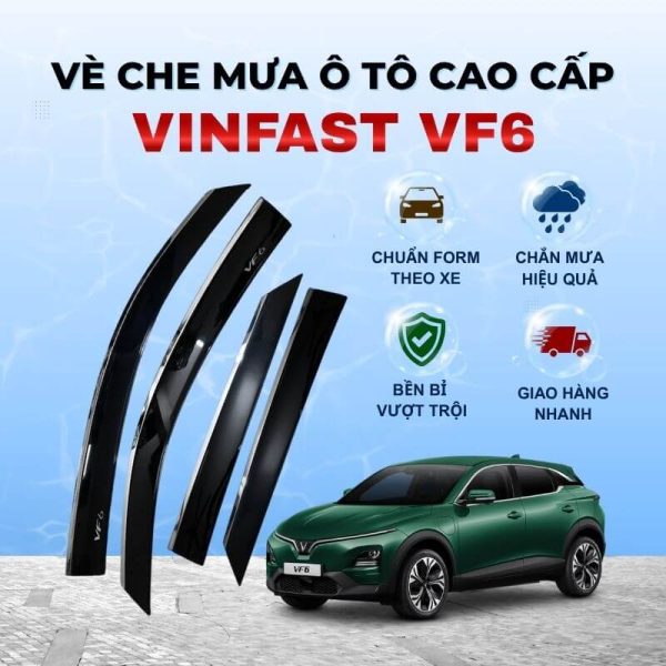 Vè che mưa ô tô Vinfast VF6 chất liệu ABS cao cấp viền Inox
