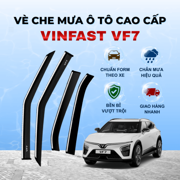 Vè che mưa ô tô Vinfast VF7 chất liệu ABS cao cấp viền Inox