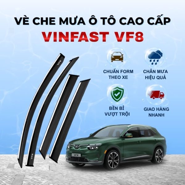 Vè che mưa ô tô Vinfast VF8 chất liệu ABS cao cấp viền Inox
