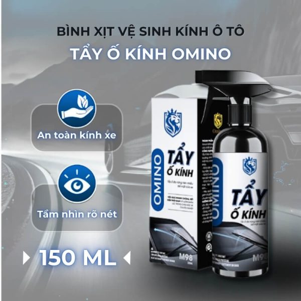 Bình xịt tẩy ố kính ô tô Omino vệ sinh vết bẩn kính xe ô tô