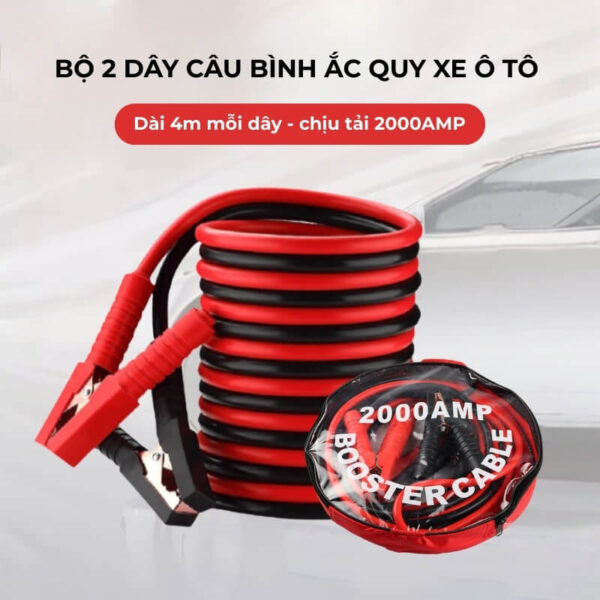 Bộ 2 dây câu bình ắc quy xe ô tô 4m chịu tải 2000AMP