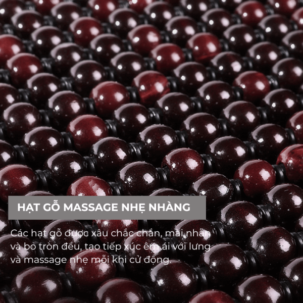 Bộ lót ghế tựa lưng ô tô hạt gỗ massage cao cấp