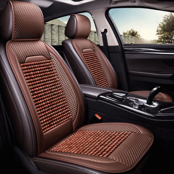 Bộ lót ghế tựa lưng ô tô hạt gỗ massage cao cấp