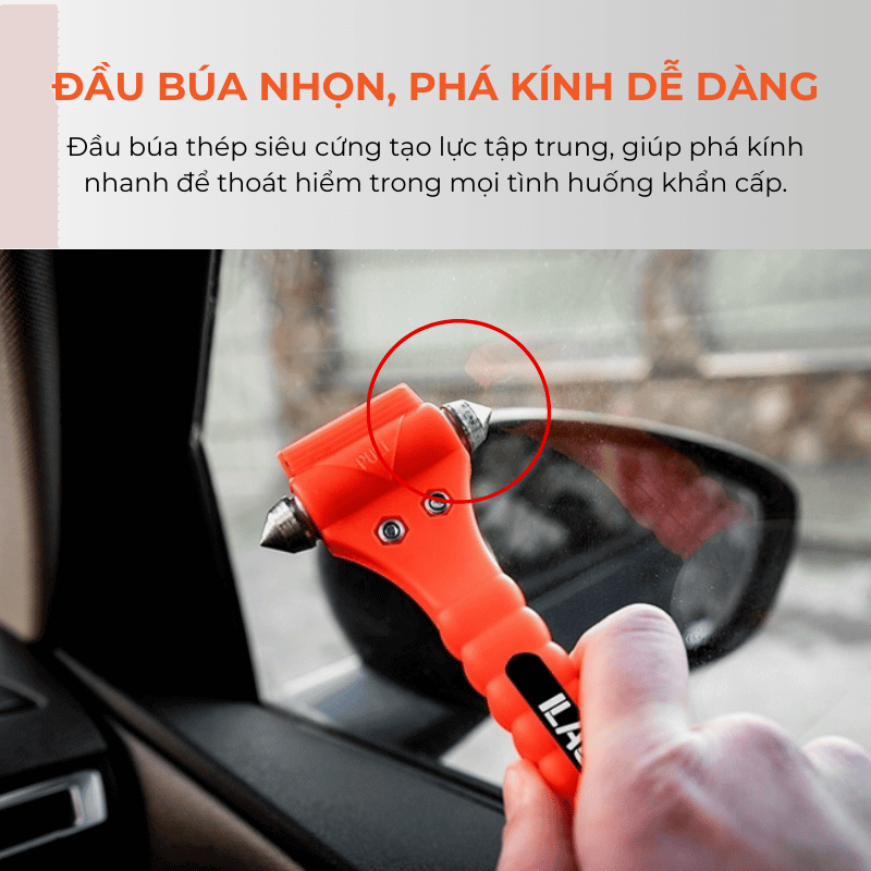 Búa thoát hiểm ô tô đa năng kèm dao cắt