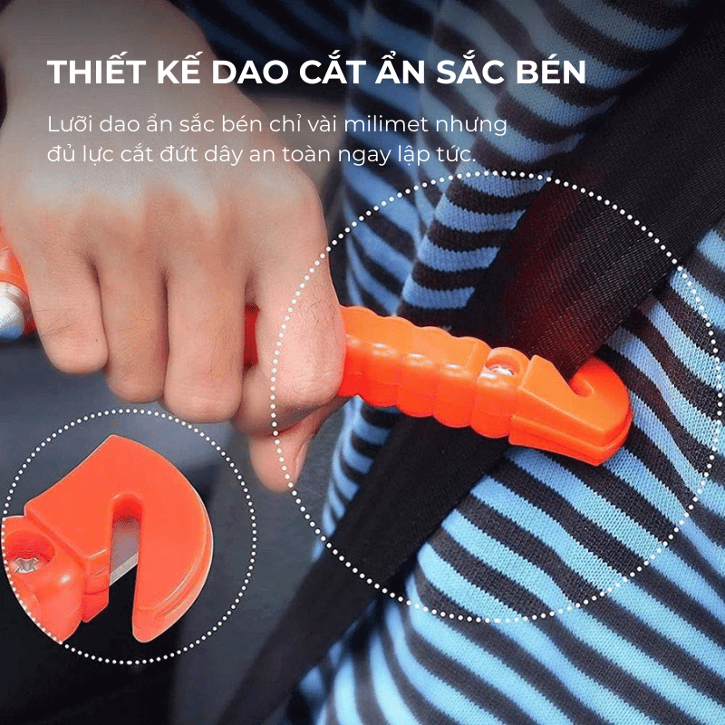 Búa thoát hiểm ô tô đa năng kèm dao cắt