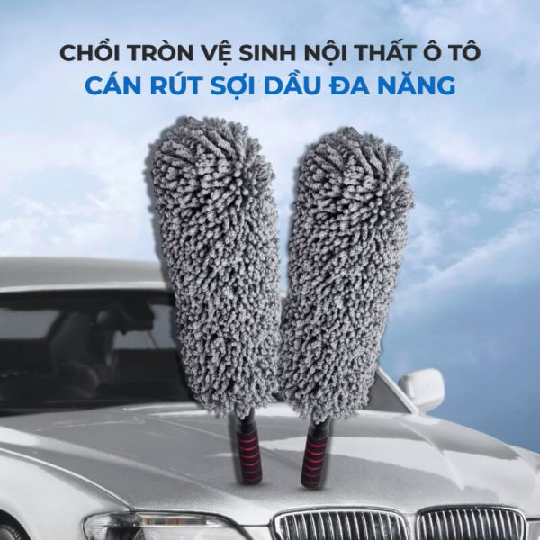 Chổi tròn vệ sinh nội thất ô tô cán rút sợi dầu đa năng