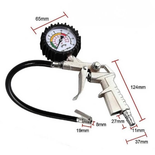 Đầu vòi bơm ô tô xe máy kiêm đồng hồ đo áp suất lốp