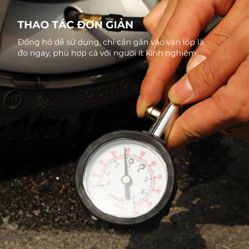 Đồng hồ chuyên dụng đo áp suất lốp xe hơi nhỏ gọn chính xác