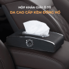 Hộp khăn giấy trên ô tô thông minh bọc da cao cấp kèm đồng hồ