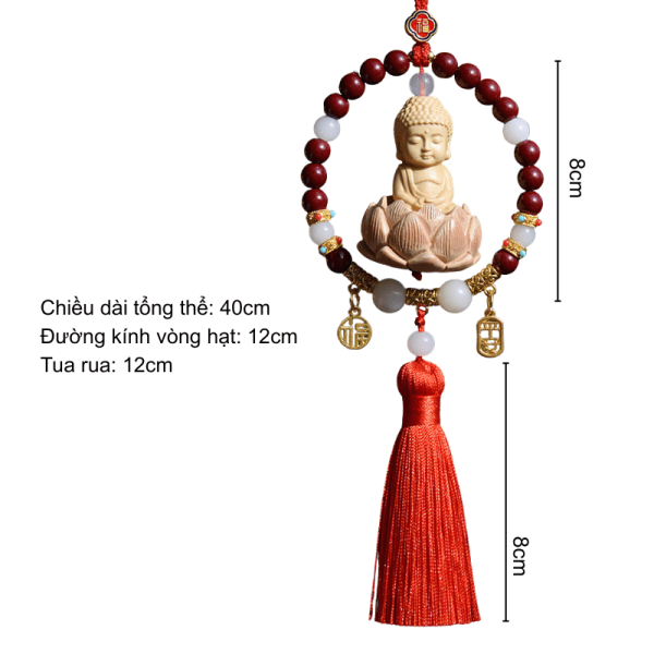 Khánh treo xe Phật Thích Ca - Vòng chu sa hộ hành tâm an
