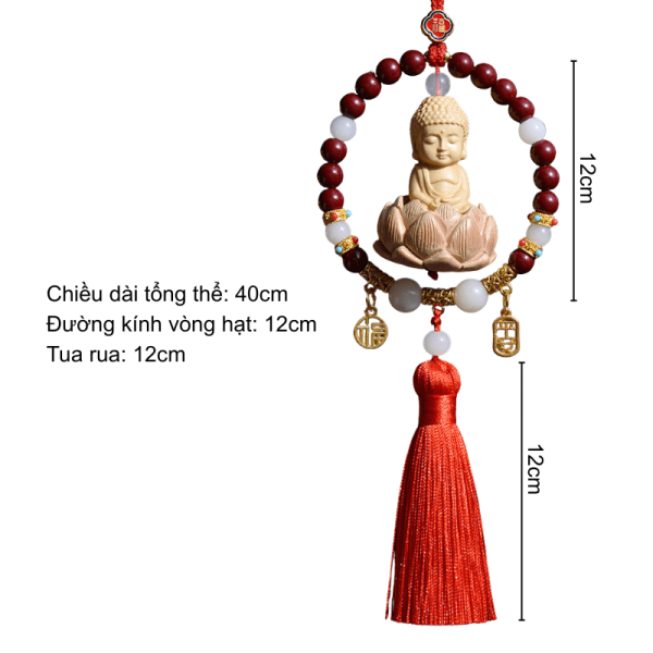 Khánh treo xe Phật Thích Ca - Vòng chu sa hộ hành tâm an
