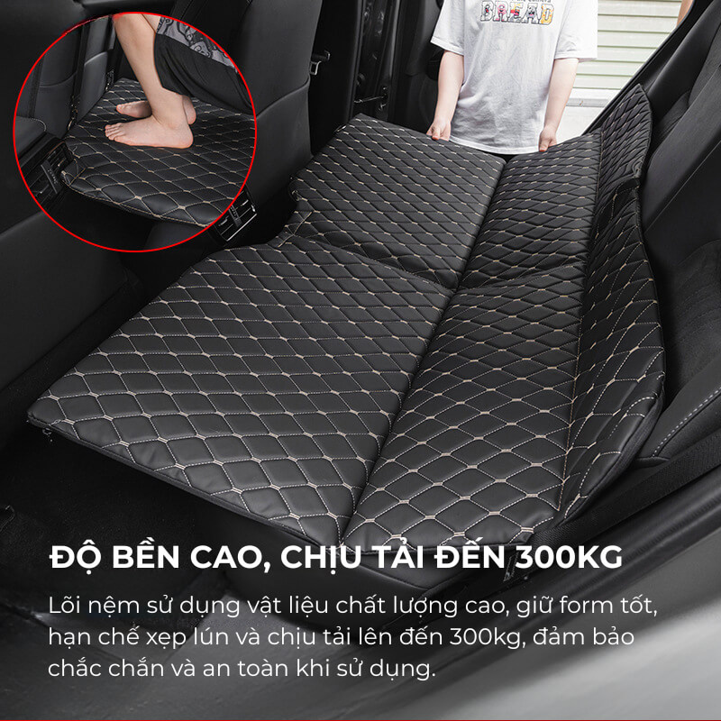 Nệm xe hơi nằm ngủ gấp gọn chất liệu da cao cấp