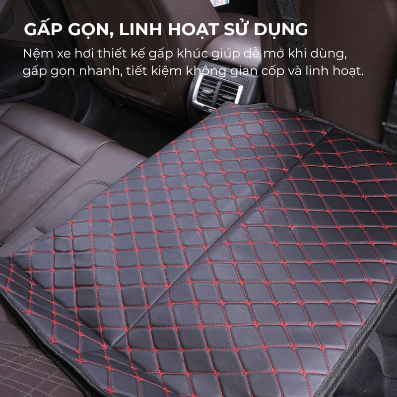 Nệm xe hơi nằm ngủ gấp gọn chất liệu da cao cấp