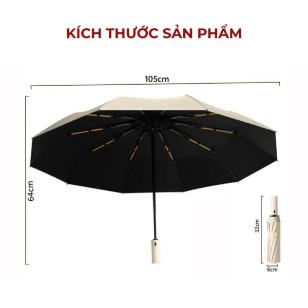 Ô che mưa gấp gọn tự động 12 nan kép