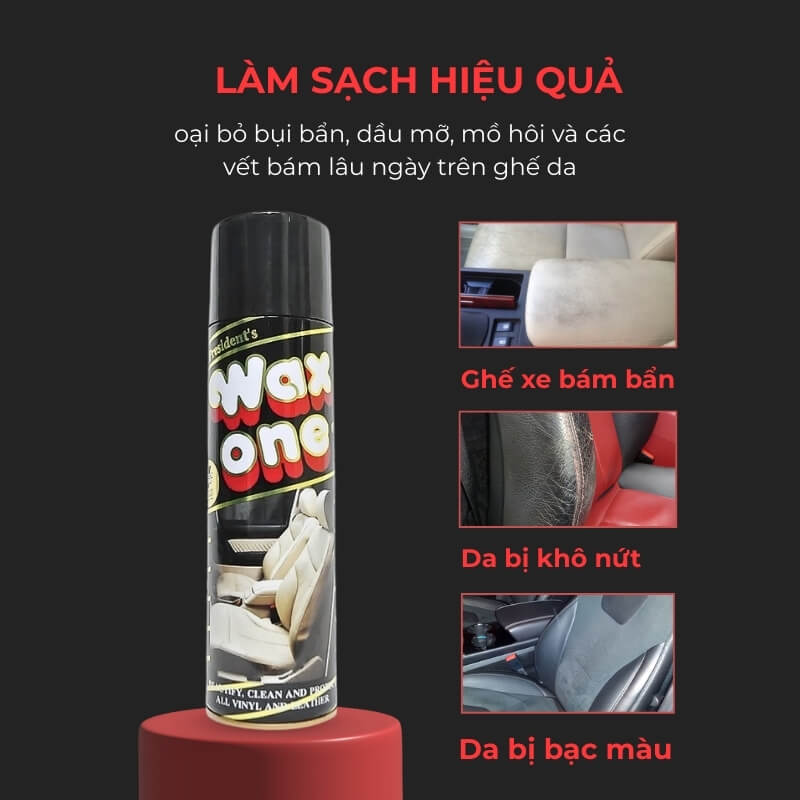 Xịt rửa ghế da nội thất, xịt bóng dưỡng ghế da Thái Lan WAX ONE