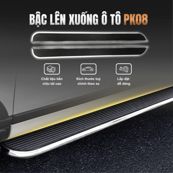 Bậc lên xuống ô tô đa dụng PK08 viền Inox sang trọng
