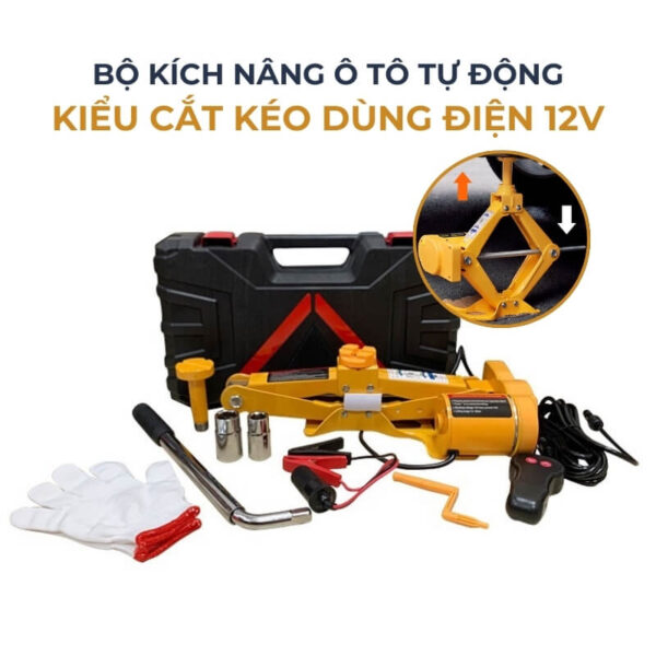 Bộ kích nâng ô tô tự động kiểu cắt kéo dùng điện 12V