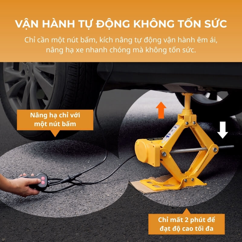 Bộ kích nâng ô tô tự động kiểu cắt kéo dùng điện 12V