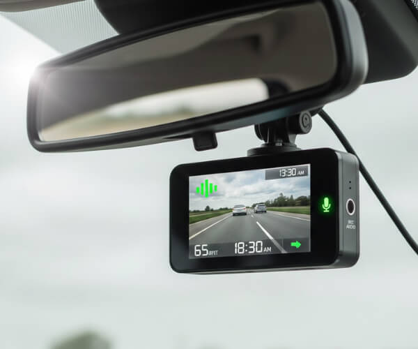 Camera sử dụng micro tích hợp sẵn để thu lại âm thanh trong khoang xe