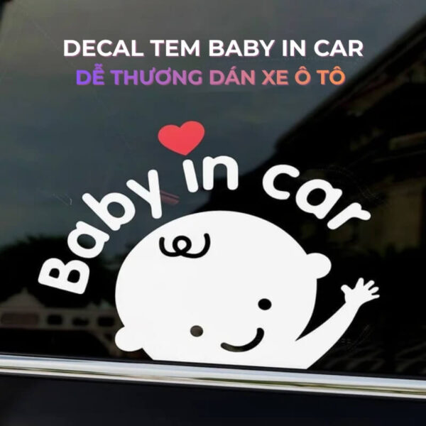 Decal tem Baby in car dễ thương dán xe ô tô