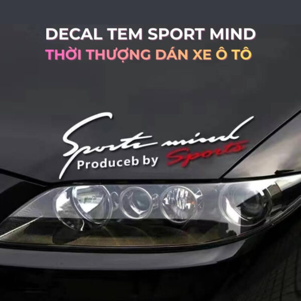 Decal tem Sport mind thời thượng dán nắp capo ô tô