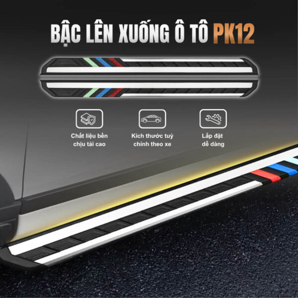 Bậc lên xuống ô tô đa dụng PK12 vân sọc 3 màu thể thao