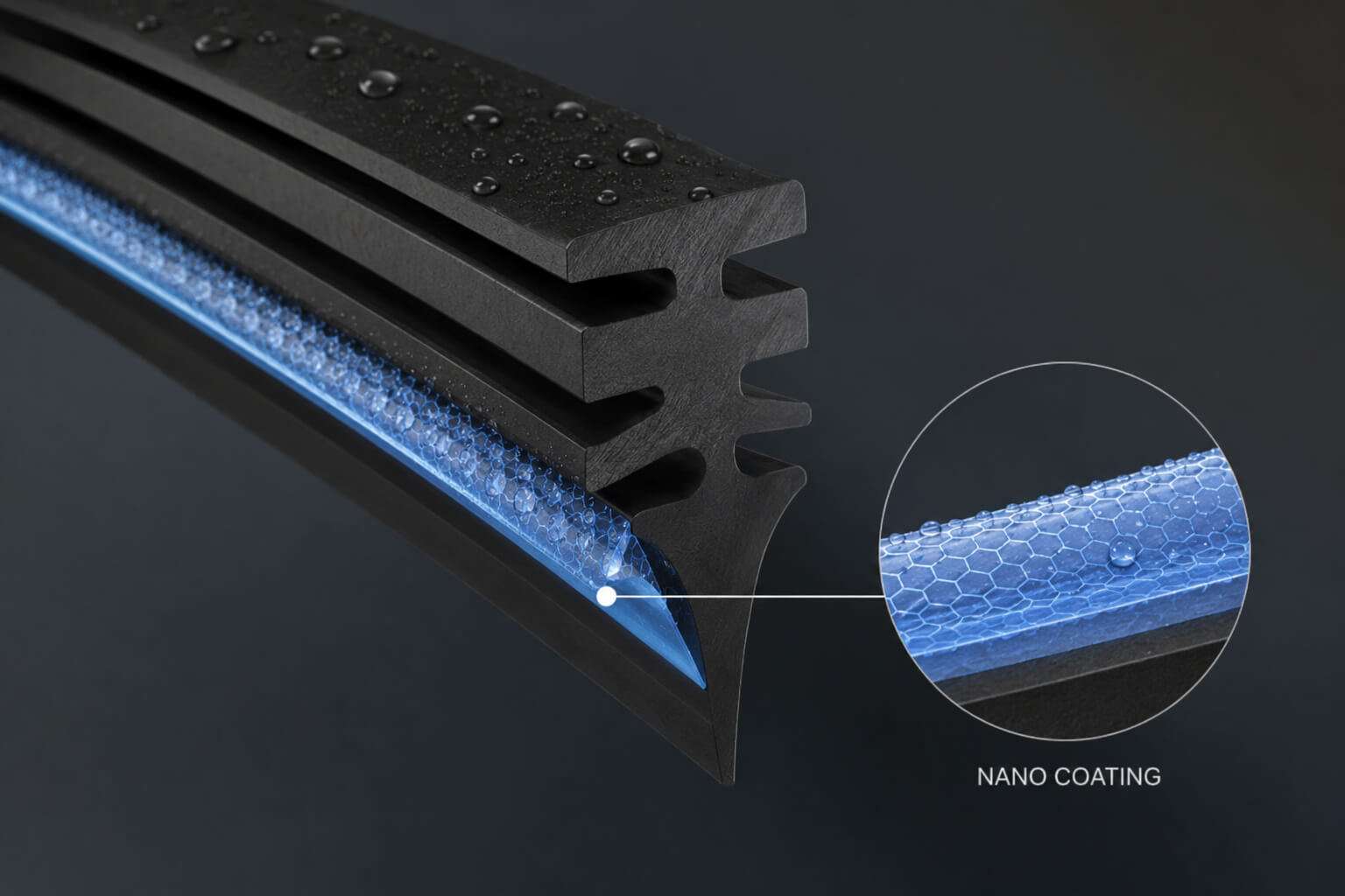 Lưỡi gạt mưa phủ lớp nano giảm ma sát, chống trầy xước kính lái