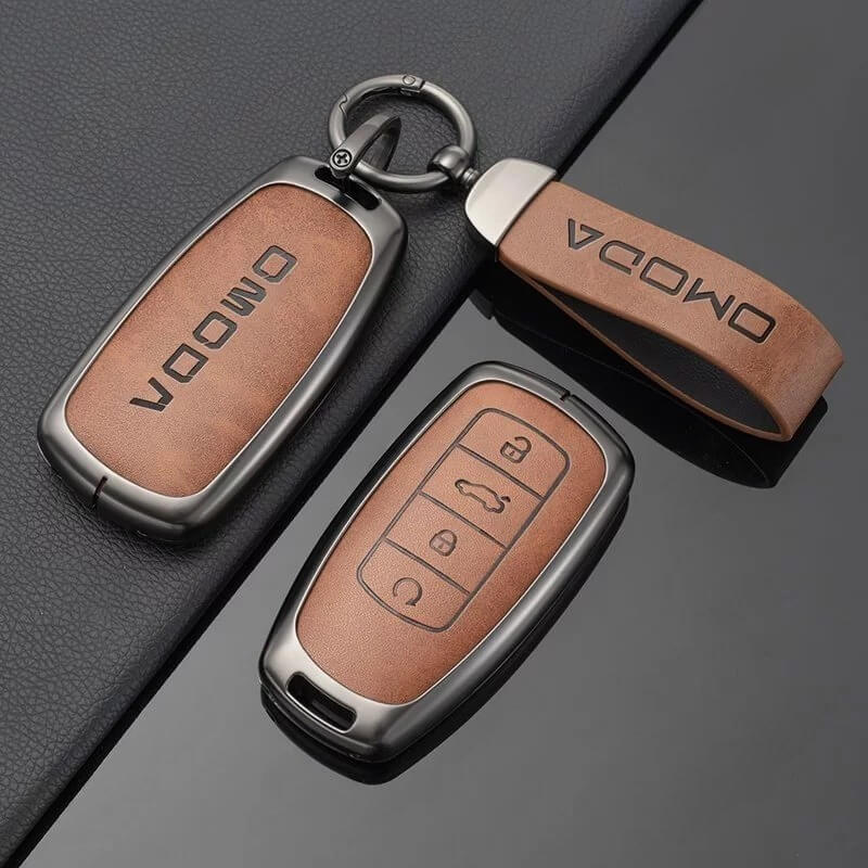 Ốp bọc chìa khóa Omoda kim loại phối da chất lượng