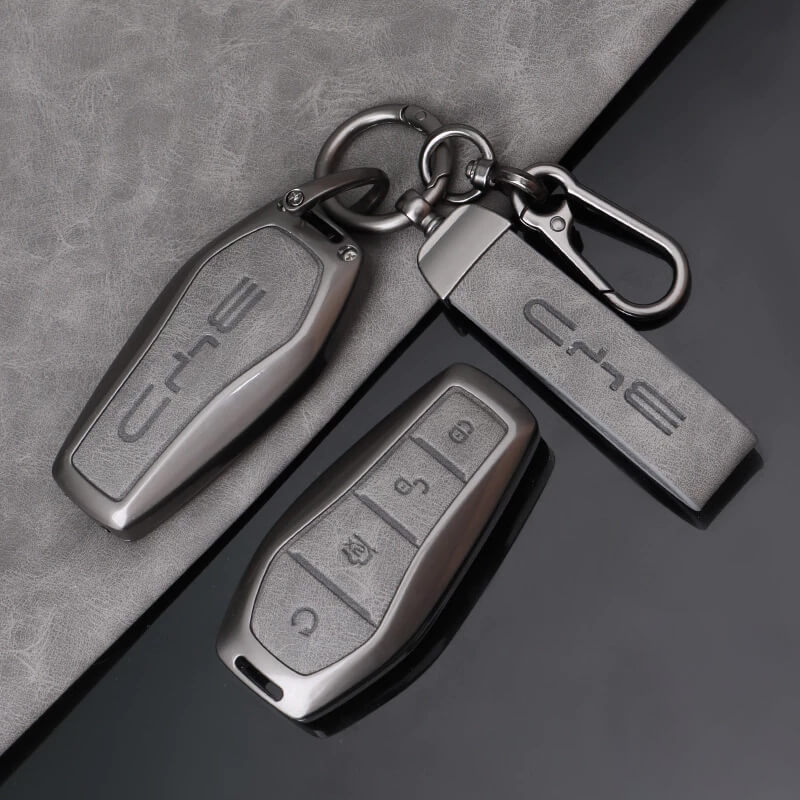 Ốp bọc chìa khóa BYD kim loại phối da chất lượng