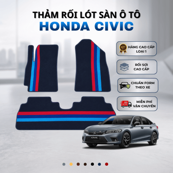 Thảm rối lót sàn ô tô Honda Civic 2015-2025 cao cấp